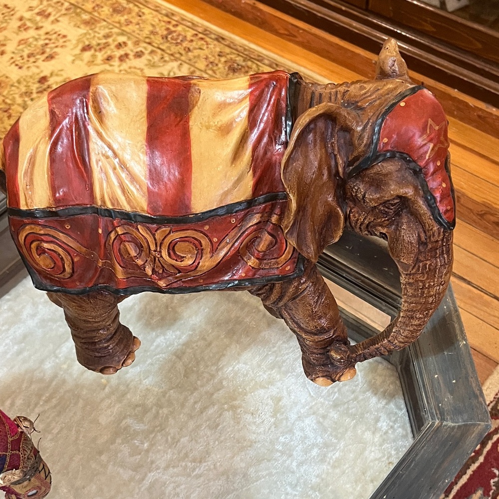 Vintage Barnum and Bailey Decorative Elephant Figurine in Red and Brown